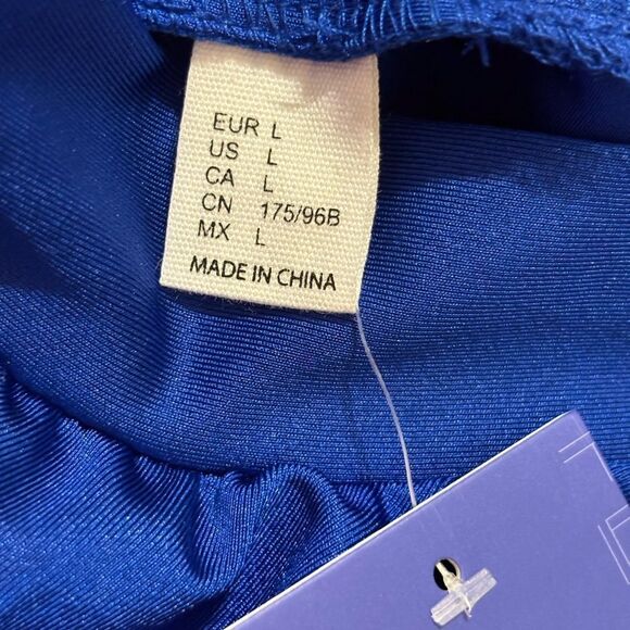 Women's Solid Sleeveless Mock Neck Knee Length Ruched Bodycon Dress Royal Blue - Picture 6 of 6